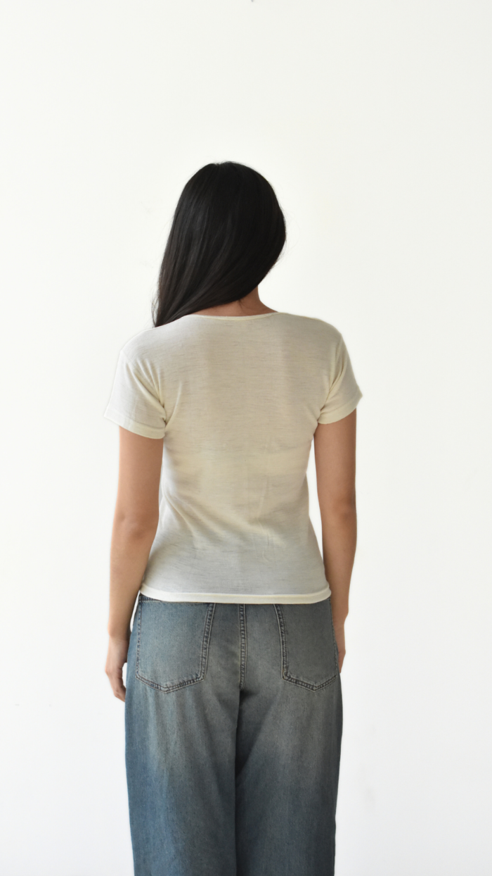 Merino Wool Short Sleeve | Cream - Image 4